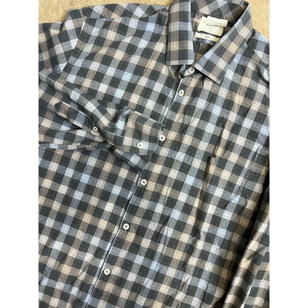 Billy Reid Shirt Italy Standard Cut Large‎ Cotton Button Down Plaid Preppy Check